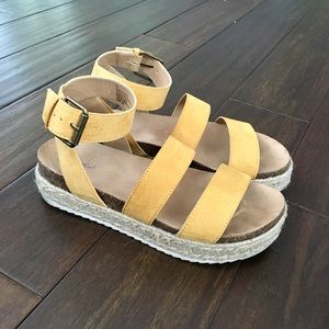 Mustard yellow platform sandals